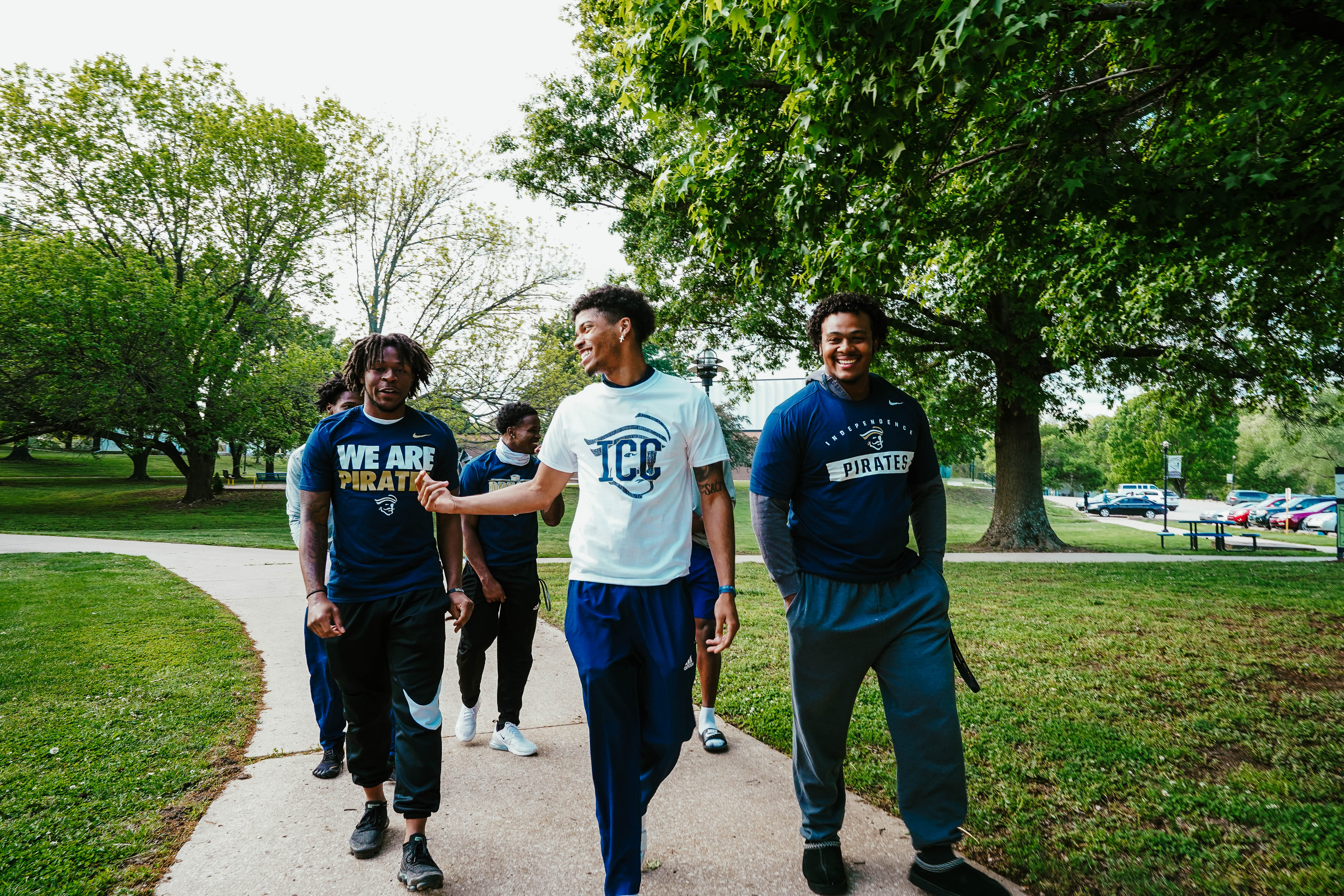 students walking on campus